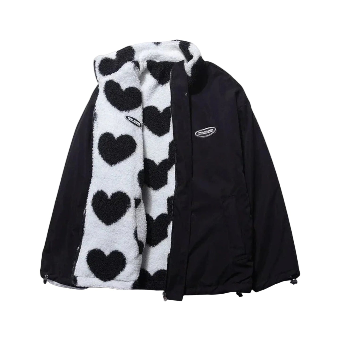 Linetta | Reversible Heart Sherpa Jacket