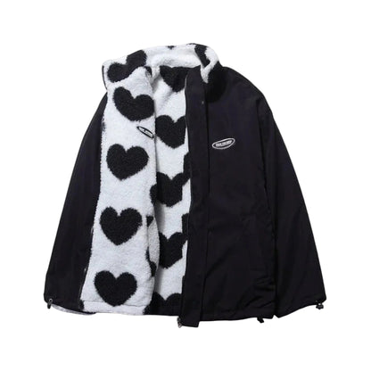 Linetta | Reversible Heart Sherpa Jacket