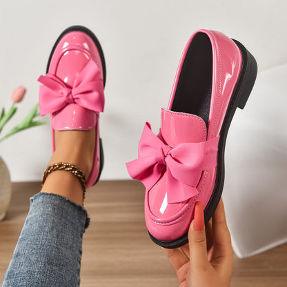Blythely | Elegant Bow Block Heel Loafers
