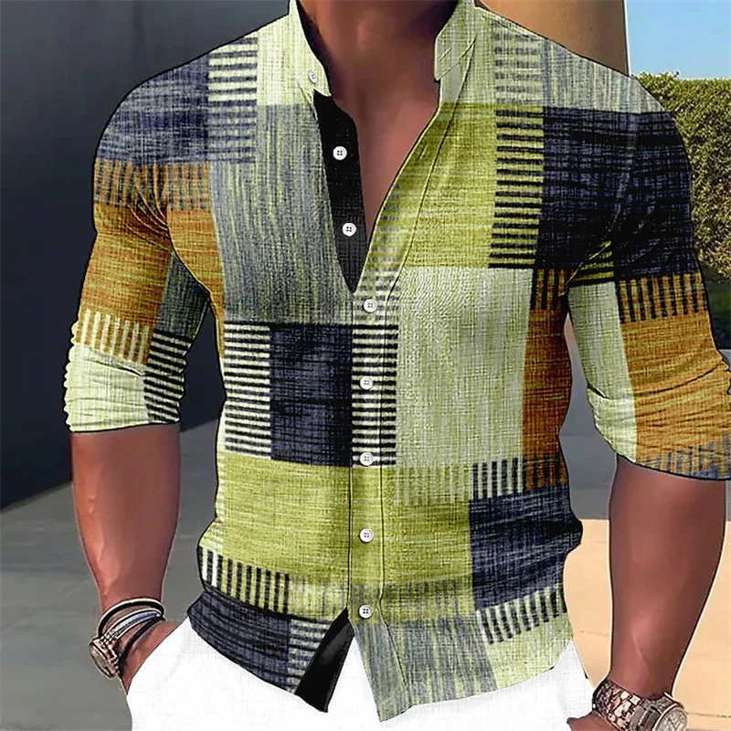 Marcus | Modern Check Print Henley Shirt
