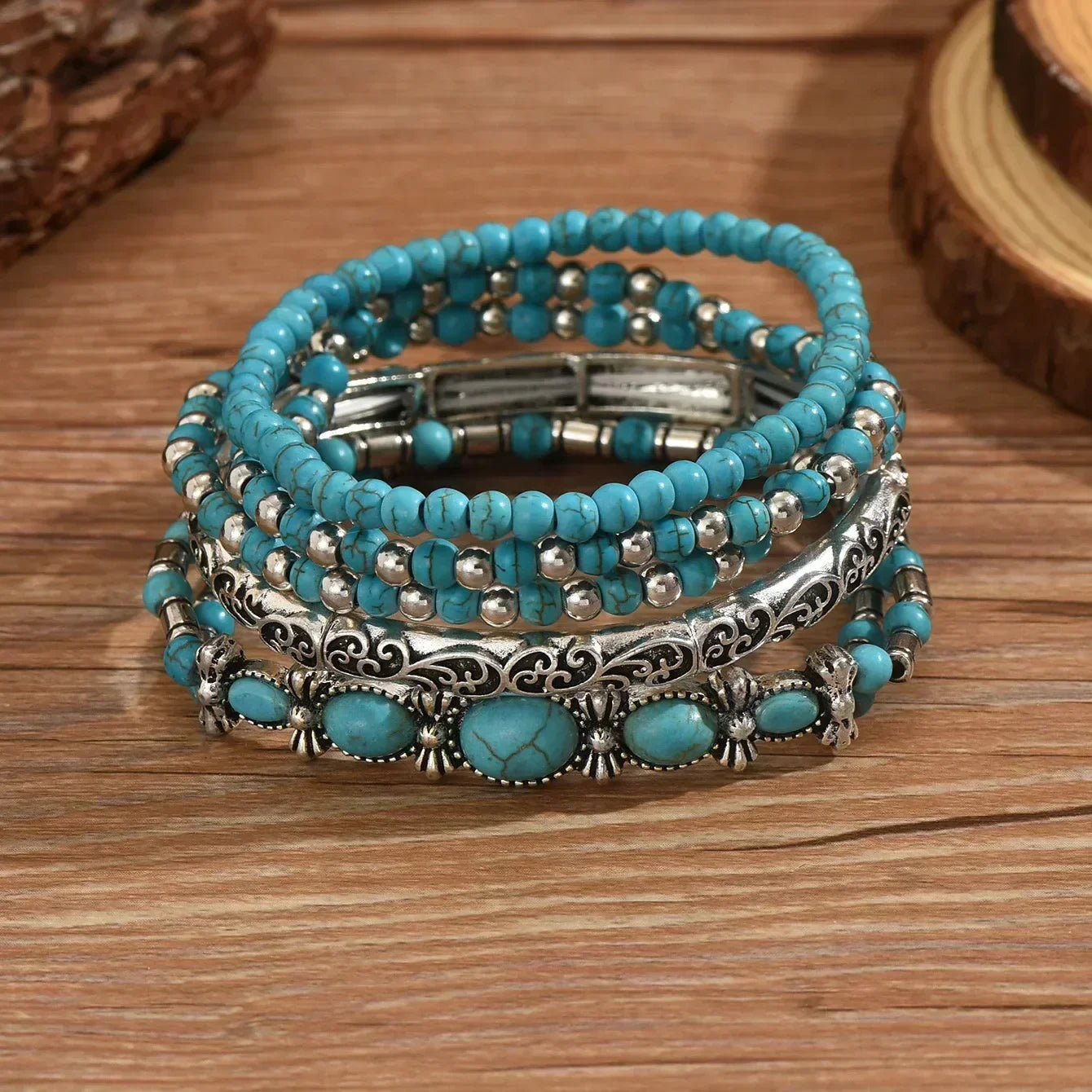Sidonia | Artisan Turquoise Stack Bracelet Set