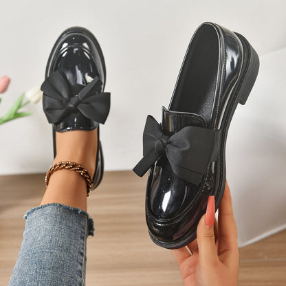 Blythely | Elegant Bow Block Heel Loafers
