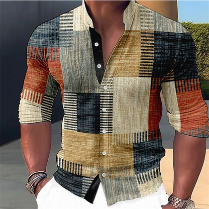 Marcus | Modern Check Print Henley Shirt