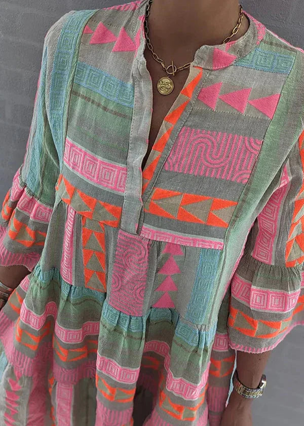 Maribelle | Abstract Print Ruffle Dress
