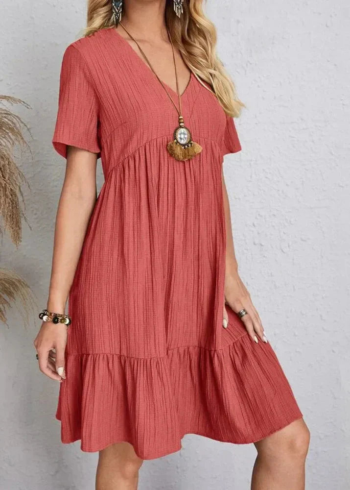 Ismerie | Soft Textured Ruffle Hem Dress