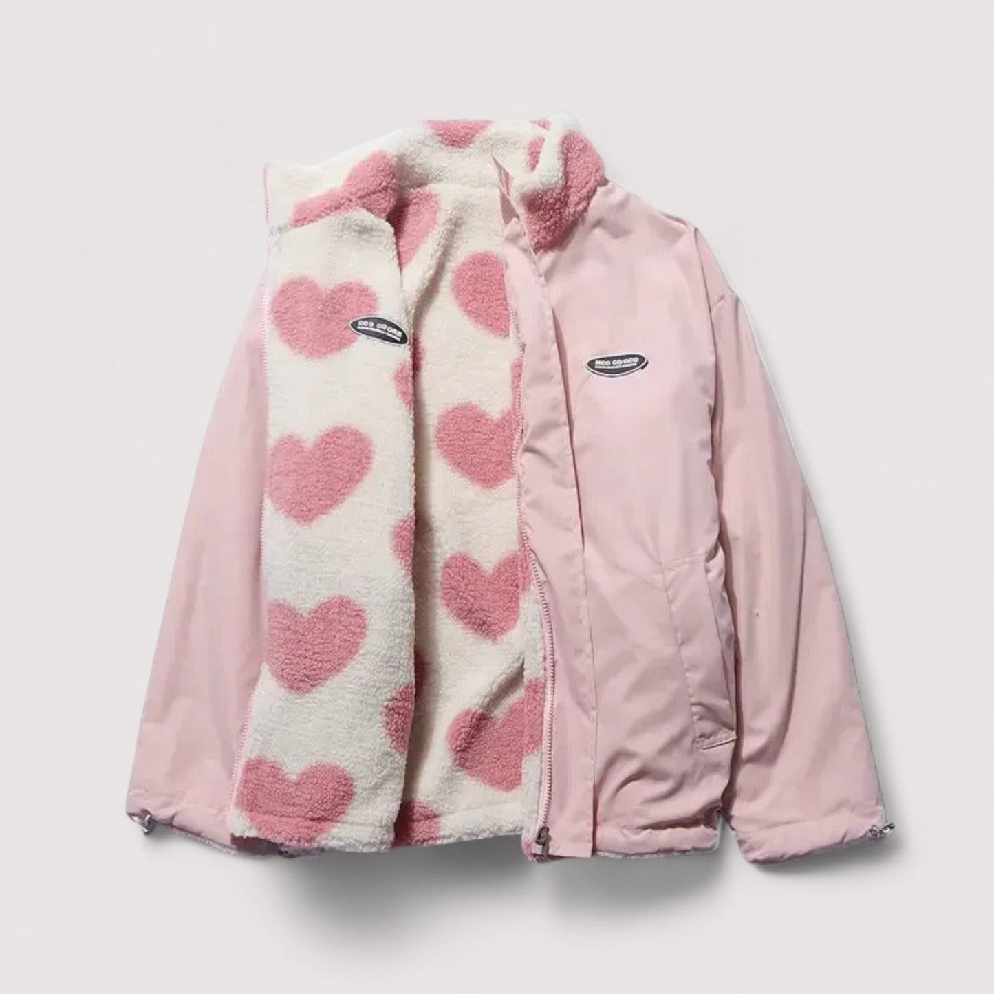 Linetta | Reversible Heart Sherpa Jacket