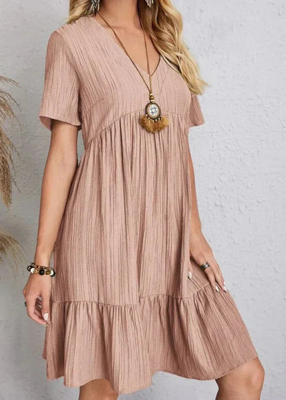 Ismerie | Soft Textured Ruffle Hem Dress