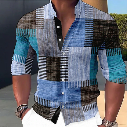 Marcus | Modern Check Print Henley Shirt