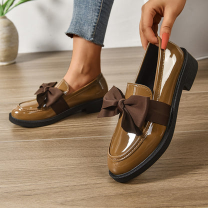 Blythely | Elegant Bow Block Heel Loafers