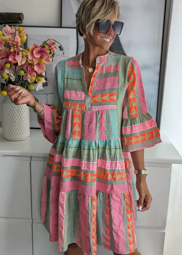 Maribelle | Abstract Print Ruffle Dress