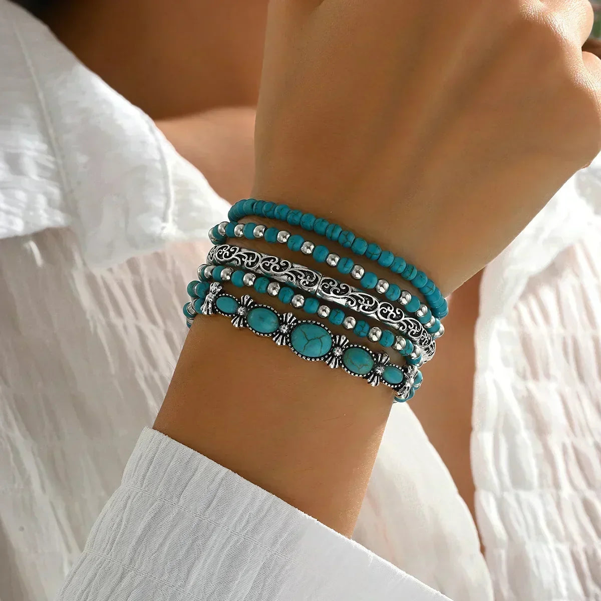 Sidonia | Artisan Turquoise Stack Bracelet Set