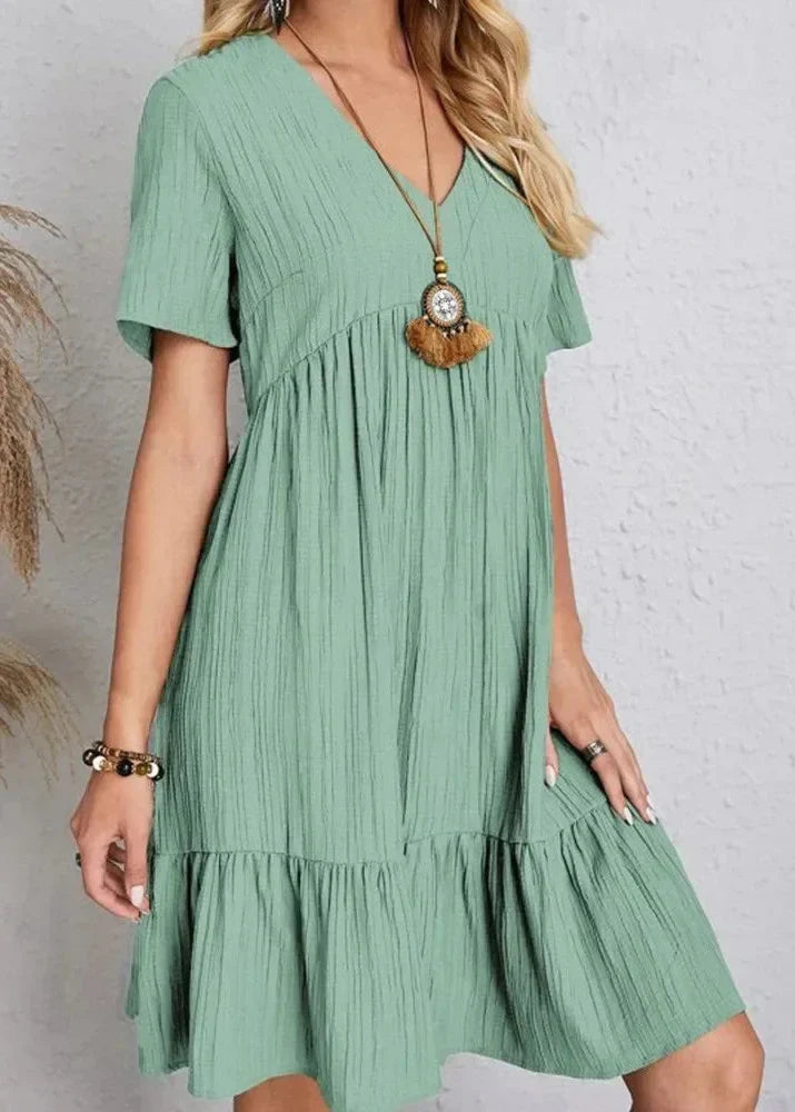 Ismerie | Soft Textured Ruffle Hem Dress