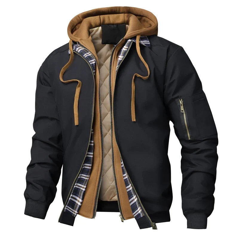 Digby | Plaid Trim Hooded Bomber Jacket