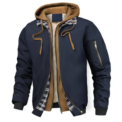 Digby | Plaid Trim Hooded Bomber Jacket