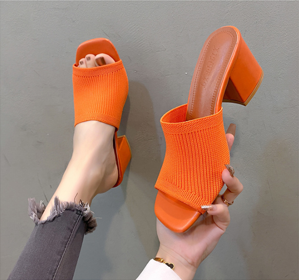 Solviera | Textured Block Heel Slide Sandals