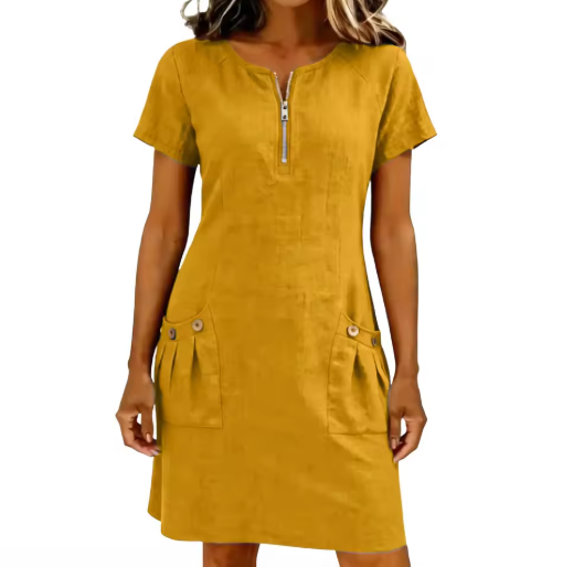 Rosalyn | Short Sleeve Pocket Front Dress
