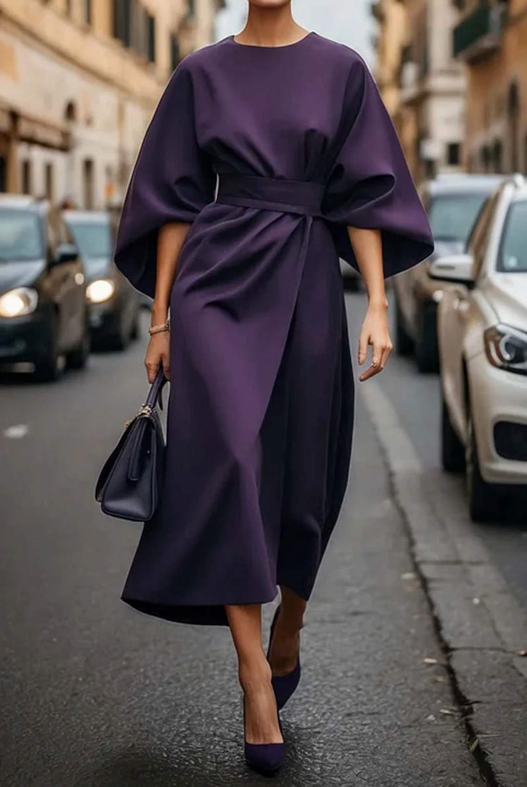 Pascielle | Flowing Cape Sleeve Dress