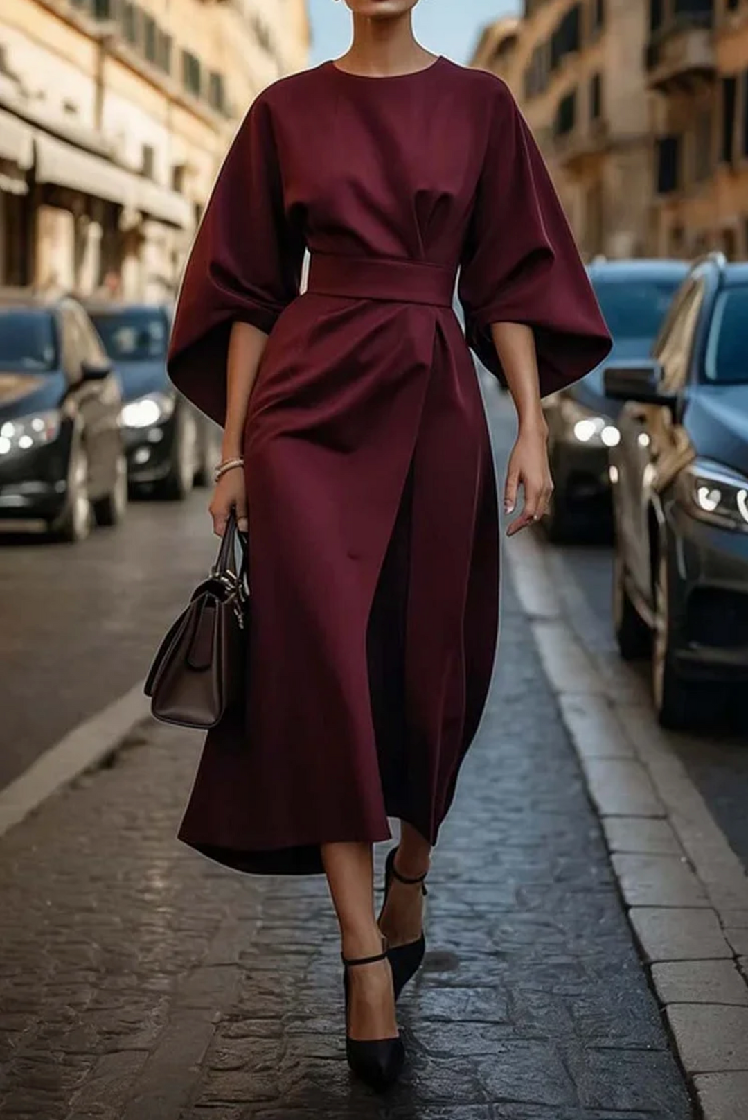 Pascielle | Flowing Cape Sleeve Dress