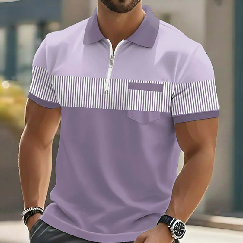 Tristan | Striped Pocket Polo Shirt