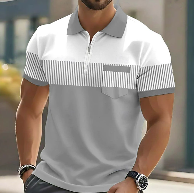 Tristan | Striped Pocket Polo Shirt