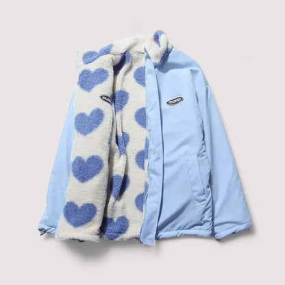 Linetta | Reversible Heart Sherpa Jacket