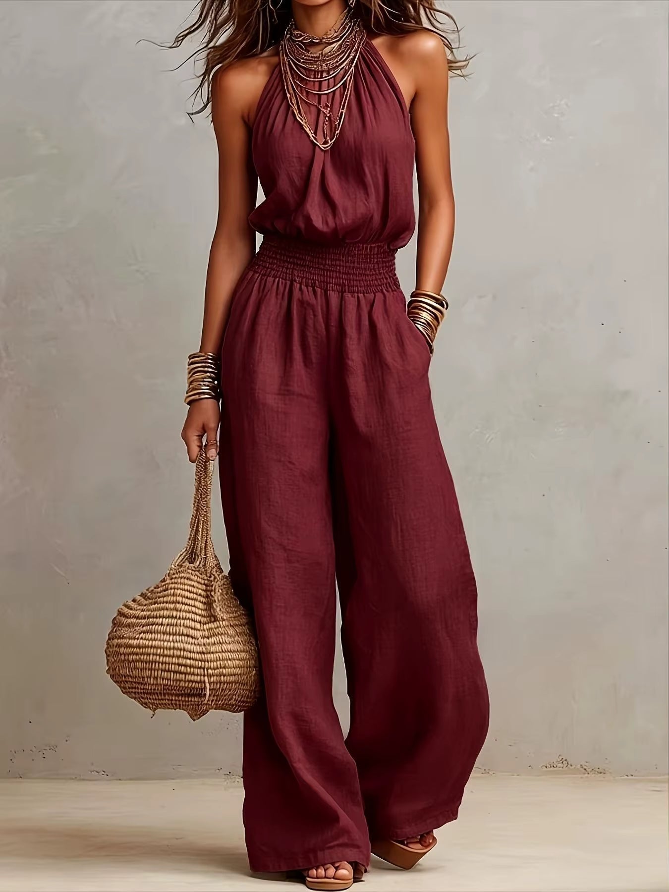 Isalyn | Elegant Smocked Waist Jumpsuit