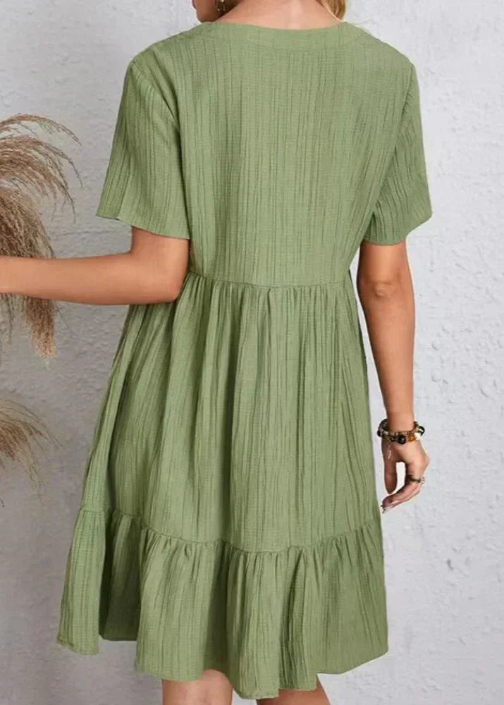 Ismerie | Soft Textured Ruffle Hem Dress