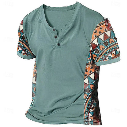 Benedict | Tribal Pattern Contrast Sleeve T Shirt