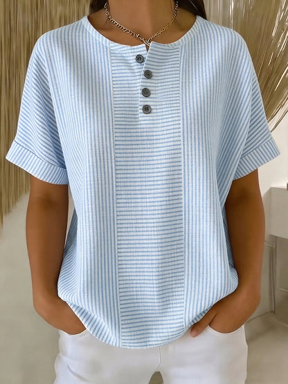 Nyra | Relaxed Fit Button Neck Blouse