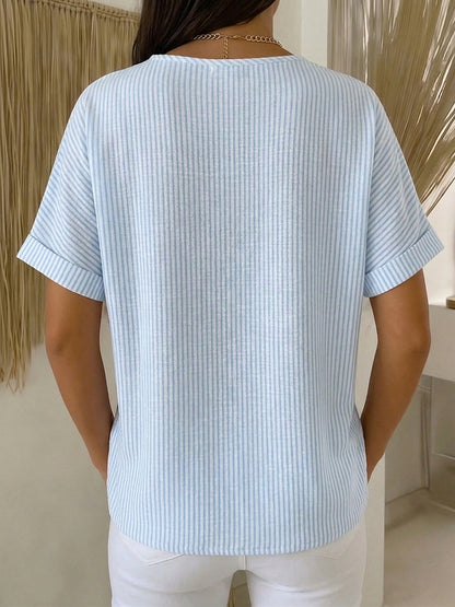 Nyra | Relaxed Fit Button Neck Blouse