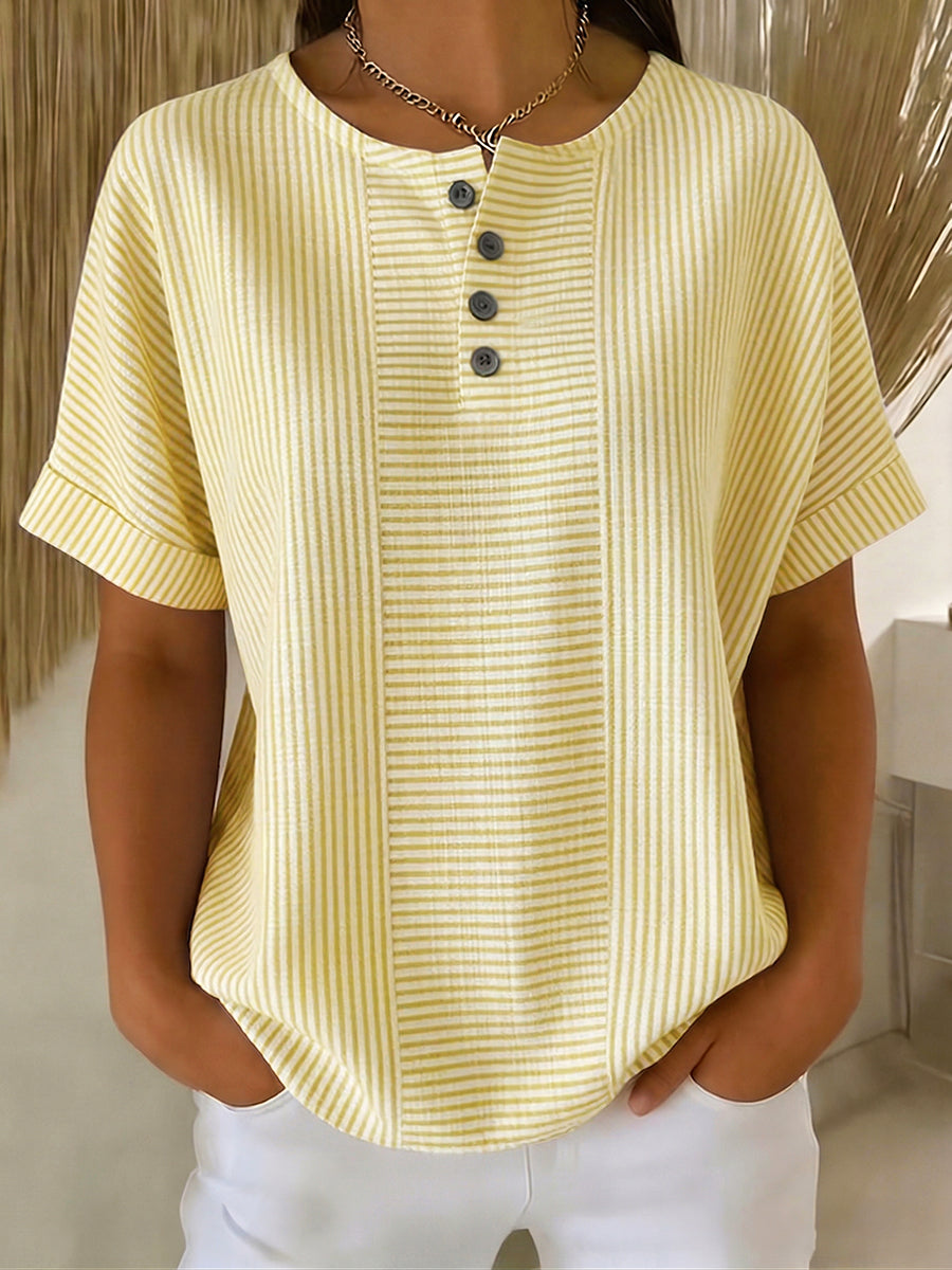Nyra | Relaxed Fit Button Neck Blouse