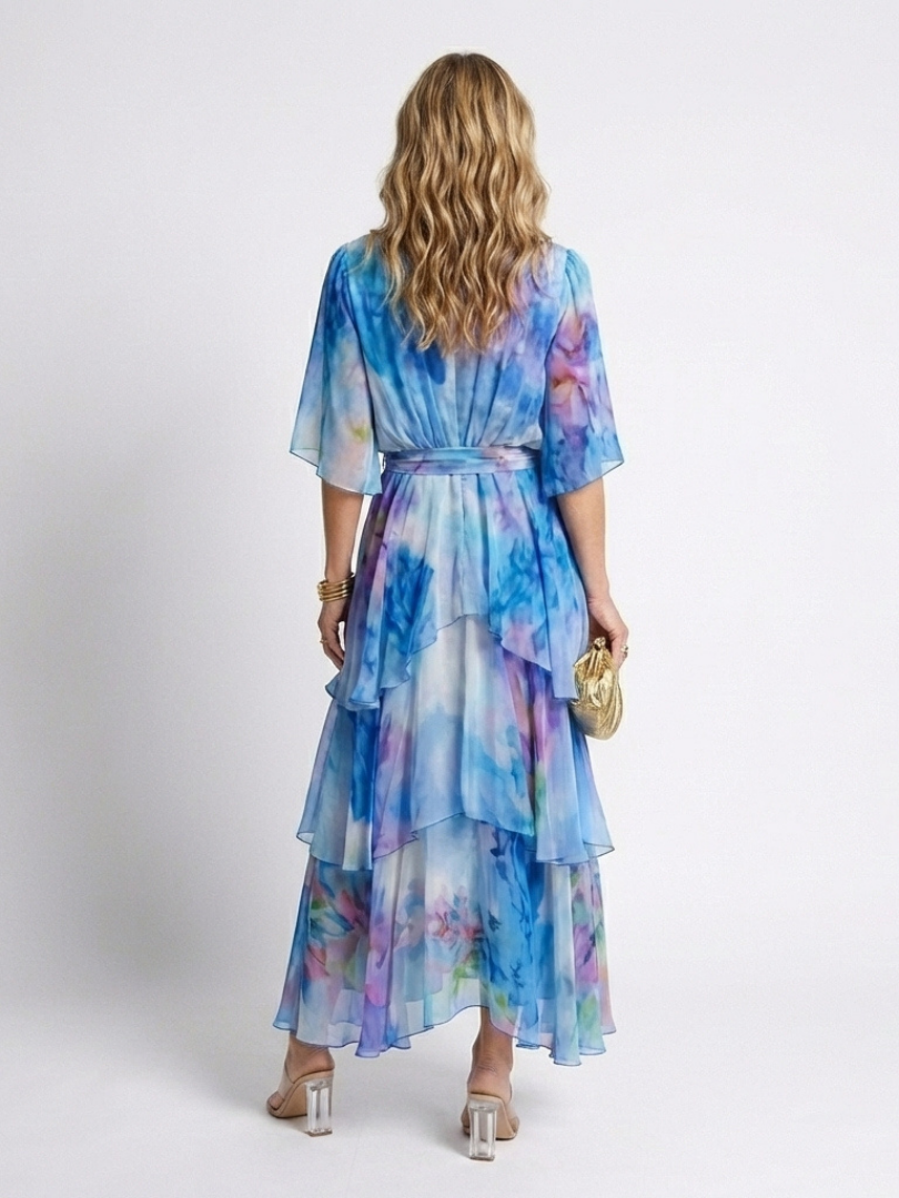 Eliza | Floral Chiffon Wrap Midi Dress