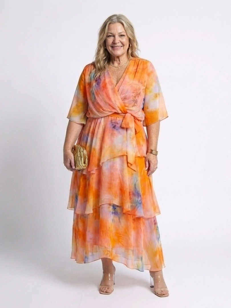 Eliza | Floral Chiffon Wrap Midi Dress
