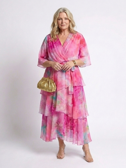 Eliza | Floral Chiffon Wrap Midi Dress