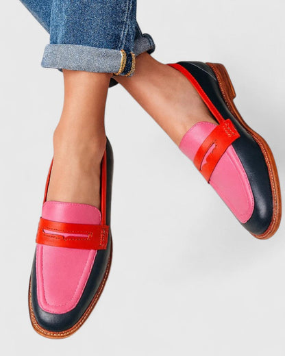 Zephvoria | Contrast Panel Casual Penny Loafers