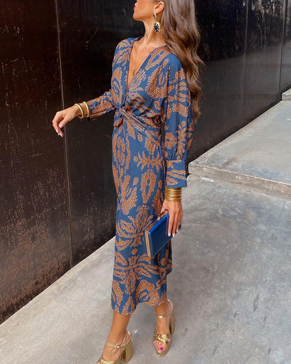 Zerina | Elegant V-Neck Tie Waist Dress