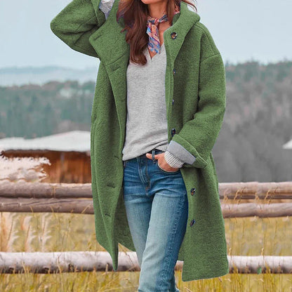 Wynessa | Textured Button Front Hooded Coat