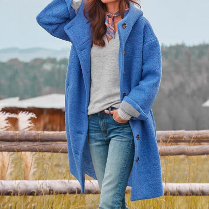 Wynessa | Textured Button Front Hooded Coat