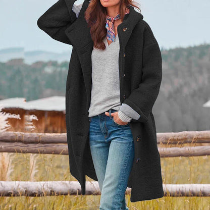 Wynessa | Textured Button Front Hooded Coat