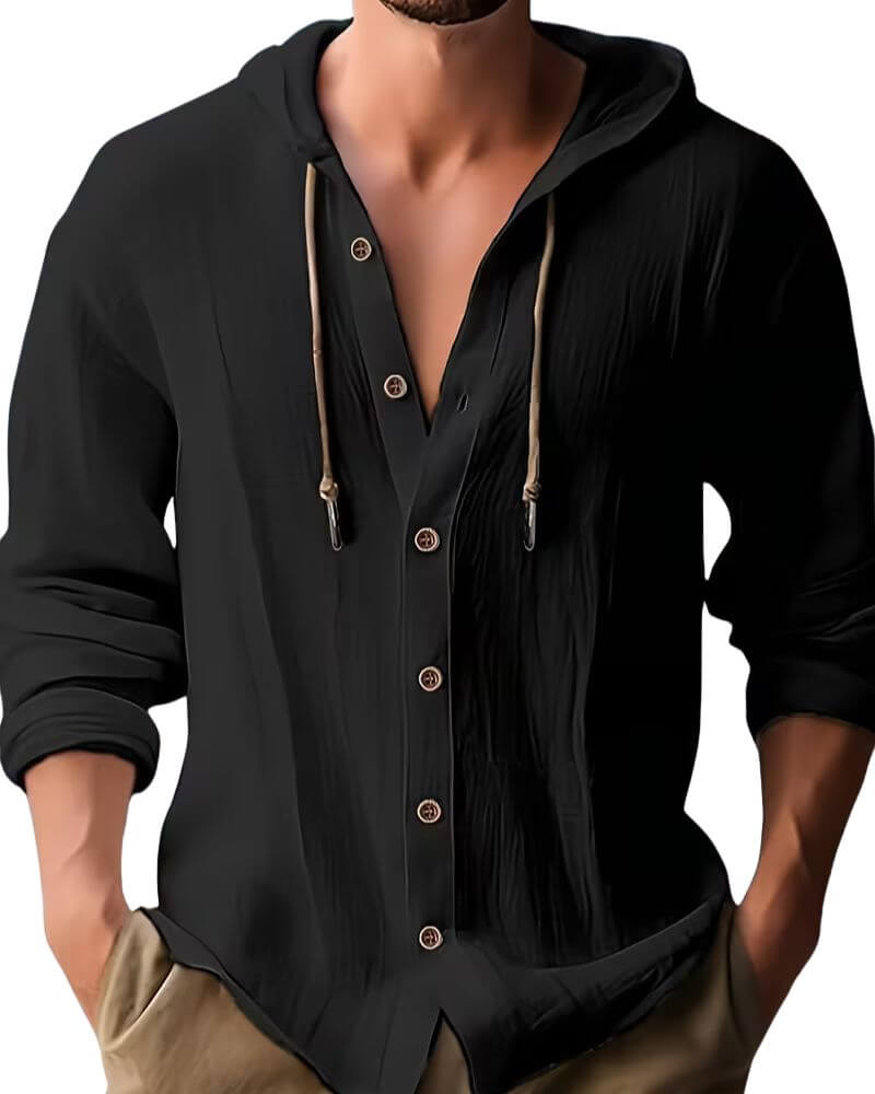Caspian | Relaxed Fit Drawstring Hooded Shirt