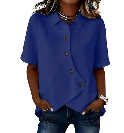Tavellise | Asymmetrical Button Front Casual Blouse