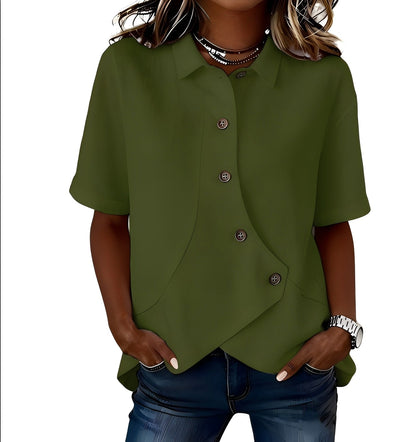 Tavellise | Asymmetrical Button Front Casual Blouse