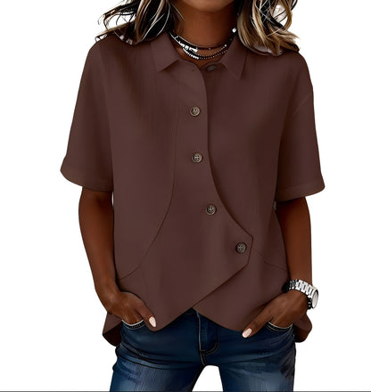 Tavellise | Asymmetrical Button Front Casual Blouse