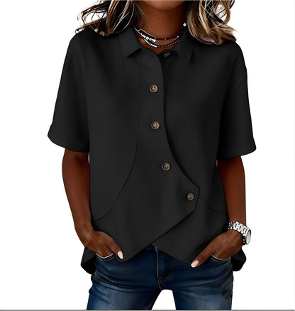 Tavellise | Asymmetrical Button Front Casual Blouse