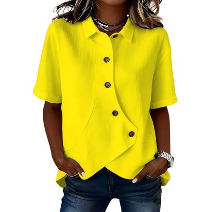 Tavellise | Asymmetrical Button Front Casual Blouse