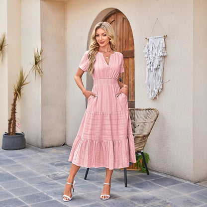 Gisella | Textured Tiered Pocket Midi Dress