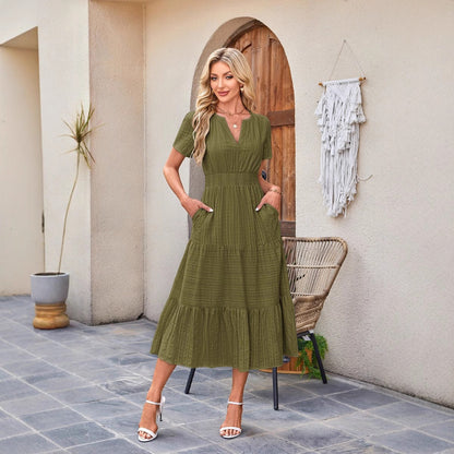 Gisella | Textured Tiered Pocket Midi Dress