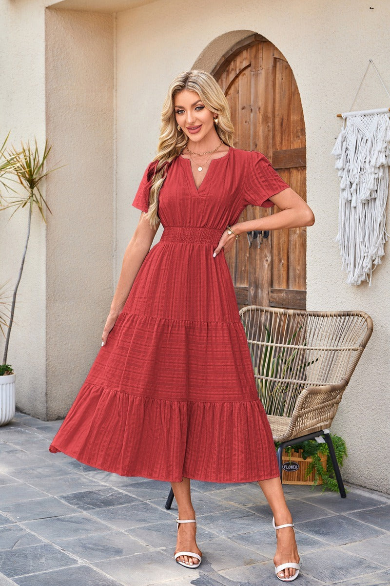 Gisella | Textured Tiered Pocket Midi Dress