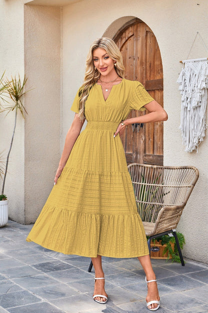 Gisella | Textured Tiered Pocket Midi Dress