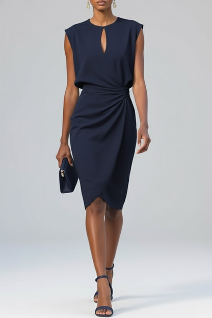 Calyndra | Keyhole Neck Elegant Pencil Dress